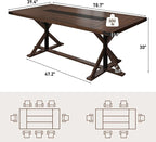 Hlivelood 78 Inch Dining Table for 8 People, Rectangular Kitchen Farmhouse - Image 2