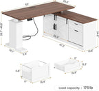 SEDETA Farmhouse L Shaped Standing Desk, 55 inch Height Adjustable Corner Desk - Image 2