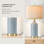 24.25" Modern Ceramic Blue Table Lamps Set of 2 - Image 3