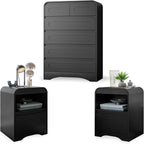 3 Piece Bedroom Set, Dresser and Nightstand Sets by SOLACEFURNITURE