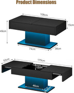 HedoAjim Black LED Coffee Table - Image 2