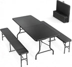 VINGLI Picnic Table Set with 2 Benches, 6 Feet Camping Table Chair Set by VINGLI