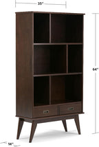 SIMPLIHOME Draper 35 inch Mid-Century Modern Bookcase and Storage Unit in - Image 3