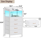 Furnulem White Nightstand with Charging Station, Night Stand Side Table with - Image 3