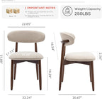 COLAMY Wooden Dining Chairs Set of 4, Modern Fabric Upholstered Kitchen Side - Image 2