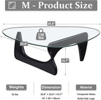 35.8" Modern Coffee Table, Triangle Tempered Glass & Sturdy Solid Legs - Image 2