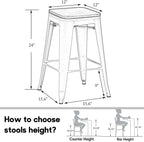 HAOBO Home 24" Backless Metal Counter Stool Height Bar Stools - Image 2