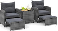 Tangkula 5 Pieces Patio Conversation Set, PE Wicker Rattan Outdoor Furniture Set by TANGKULA