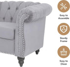 Mid-Century 2 Seater Sofa, Velvet Loveseat - Image 4