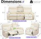 Power Recliner Loveseat, Living Room Furniture Sets, Breathing Leather - Image 2