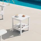 SERWALL 2-Tier HDPE Outdoor Side Tables Set of 2, Weatherproof Rectangular - Image 9