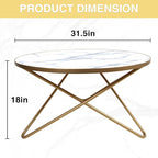 HLR Round Coffee Table with White Faux Marble Top - Image 2
