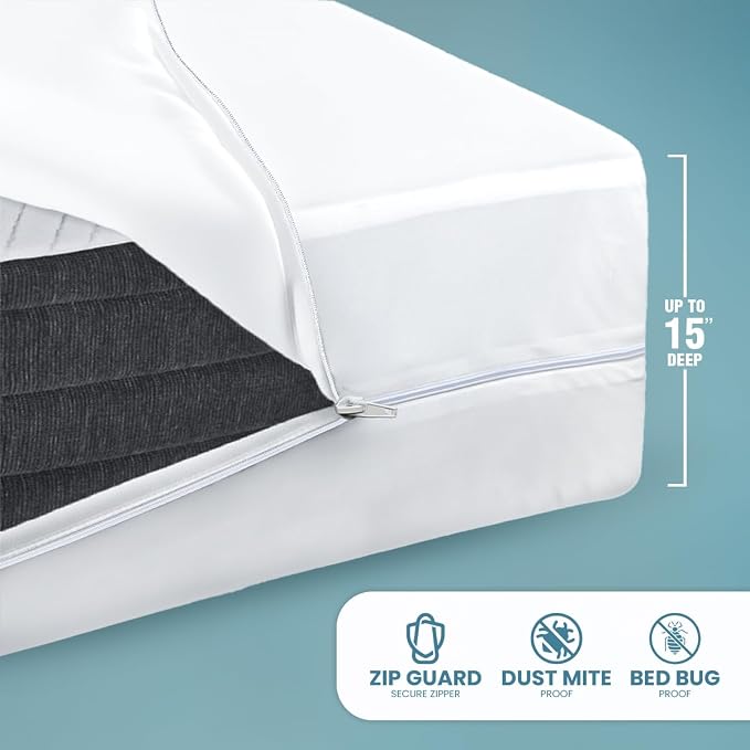 Utopia Bedding King Size Mattress Protector Zippered, 100% Waterproof Bed Bug - Image 9