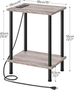 HOOBRO Side Table with Charging Station, End Table with USB Ports and Outlet - Image 3