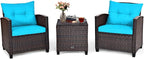 Tangkula 3 Pieces Patio Furniture Set, PE Rattan Wicker 3 Pcs Outdoor Sofa Set by TANGKULA