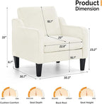 VINGLI Mid Century Modern Accent Chairs Set of 2, Comfy Armchair Chenille Sofa - Image 3