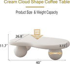 40" Cloud Coffee Table with 3 Ball Legs, Modern Irregular Center Table - Image 2