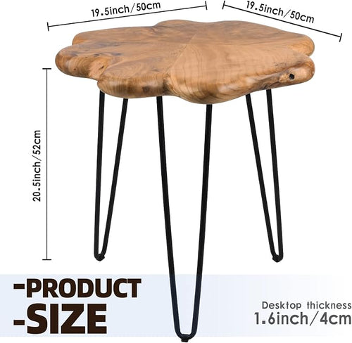 19.5 Inch Live Edge Side Table, Wood Freeform Small End Table - Image 2