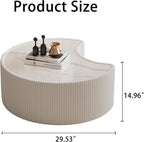 29.53" Marble Coffee Table, Modern Creative Moon Coffee Table - Image 2