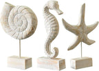 3pcs Wood Handmade Beach Nautical Style Figurines Starfish/Conch/Seahorse by Exttlliy