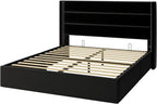 Allewie Queen Size Velvet Lift Up Storage Bed, Modern Wingback Headboard - Image 9