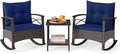 Tangkula 3 Piece Rattan Rocking Chair Set, Patio Rocker Bistro Set w/Acacia by TANGKULA