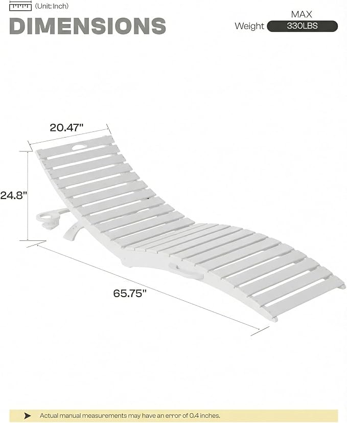 Folding HDPE Pool Lounge Chairs Set of 4, Pre-Assembled Outdoor Chaise Lounge - Image 2