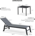 PURPLE LEAF Outdoor Chaise Lounge Set of 4 Aluminum Lounger - Image 2