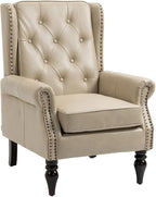 Mid-Century High Wingback Chair Set of 2, Faux Leather Accent Chair Armchair - Image 7