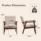 Bonzy Home Mid-Century Modern Accent Chair, Upholstered Fabric Armchair - Image 2