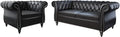 2 Piece Living Room Set, Chesterfield Leather Sofa Couch Chair by ORRD