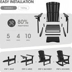 Adirondack Rocking Chair with Retractable Ottoman Set of 2, Outdoor Folding - Image 7