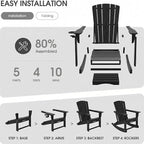 Adirondack Rocking Chair with Retractable Ottoman, Outdoor Folding Adirondack - Image 7