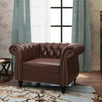 Living Room Chair, Modern Leather Chesterfield Sofa Chair, Mid Century Single by RUSTYER