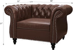 ORRD 2 Piece Living Room Set, Chesterfield Leather Sofa Couch Chair - Image 3