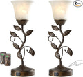 Set of 2 Touch Farmhouse Bedroom Table Lamps, Nightstand Vintage Flower Lamps by RORIANO