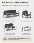 Aluminum Patio Furniture Set, 5 Seats Outdoor Patio Conversation Sets - Image 6