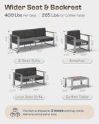 Outdoor Aluminum Loveseat, Modern Patio Patio Furniture - Image 7