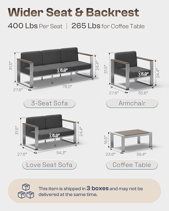 Outdoor Aluminum Loveseat, Modern Patio Patio Furniture - Image 7