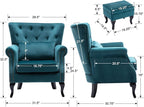 Mid Century Modern Accent Chair Upholstered Armchair Comfy Velvet Tufted - Image 2