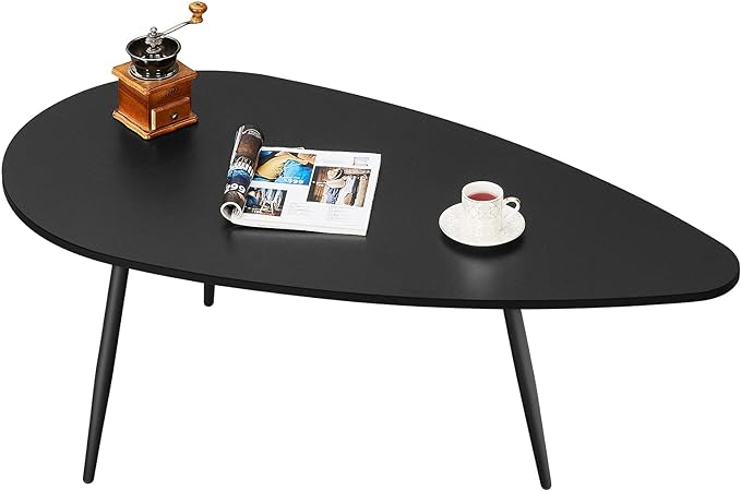 SAYGOER Black Small Coffee Table Modern Oval Coffee Tables Retro Center Table by Saygoer