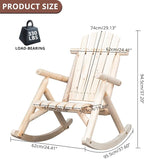 Outvita Wooden Rocking Chair, Fir Log Adirondack Rocker, Outdoor Wood Accent - Image 3