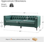 HULALA HOME 84" W Faux Leather Sofa Couch - Image 2