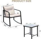 Devoko 3 Piece Rocking Bistro Set Wicker Patio Outdoor Furniture Porch Chairs - Image 6