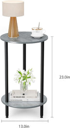 Round Side Table Set of 2, 2-Tier Modern Accent Table, Small Bedside Table - Image 3