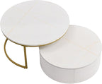 Modern Round Nesting Coffee Table Fluted - Image 9