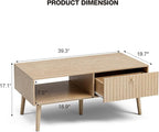 LCRBOL Coffee Table with Storage, Boho Dining Table with Fluted Drawer and - Image 2