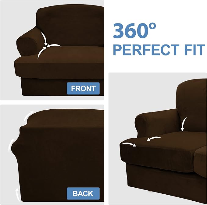 CUCRAF T Cushion Sofa Cover 4 Piece Slipcovers, Soft Thick Velvet Couch Cover - Image 8