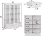 78" Large Storage Cabinet with Glass Doors, China Hutch, Farmhouse Kitchen - Image 2