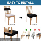 Smiry Waterproof Seat Covers for Dining Room Chairs Set of 2, Stretch Jacquard - Image 5